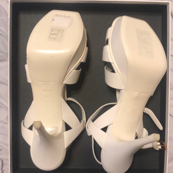 YSL Yves Saint Laurent White leather Tribute Heels - Picture 5 of 6